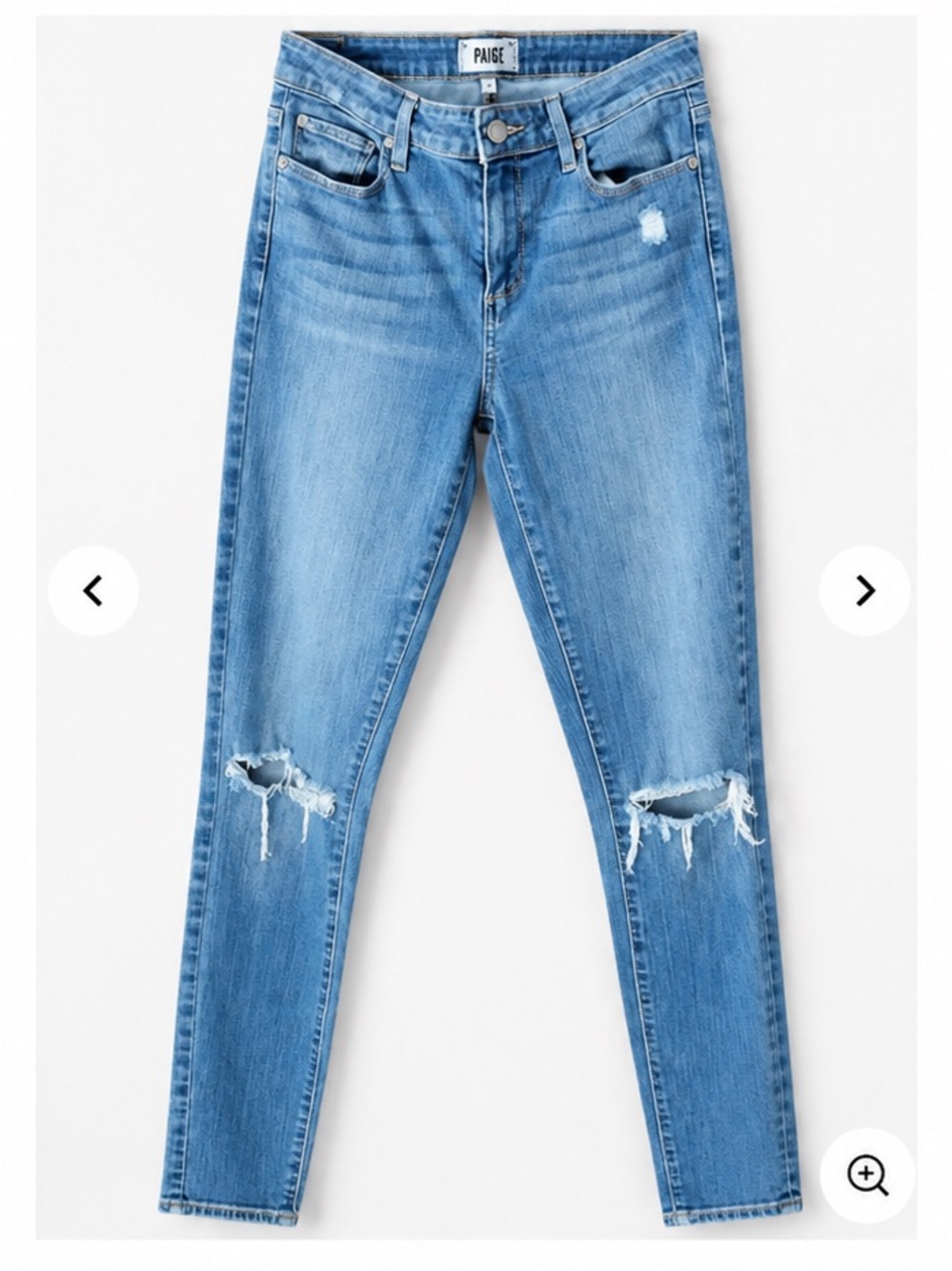 PAIGE Light Blue Distressed Skinny Jeans